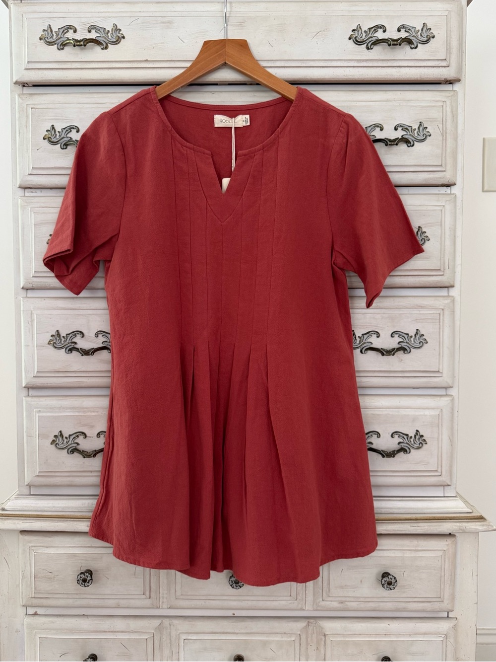 Roolee Rust Natural Fibers Cotton Boho Top